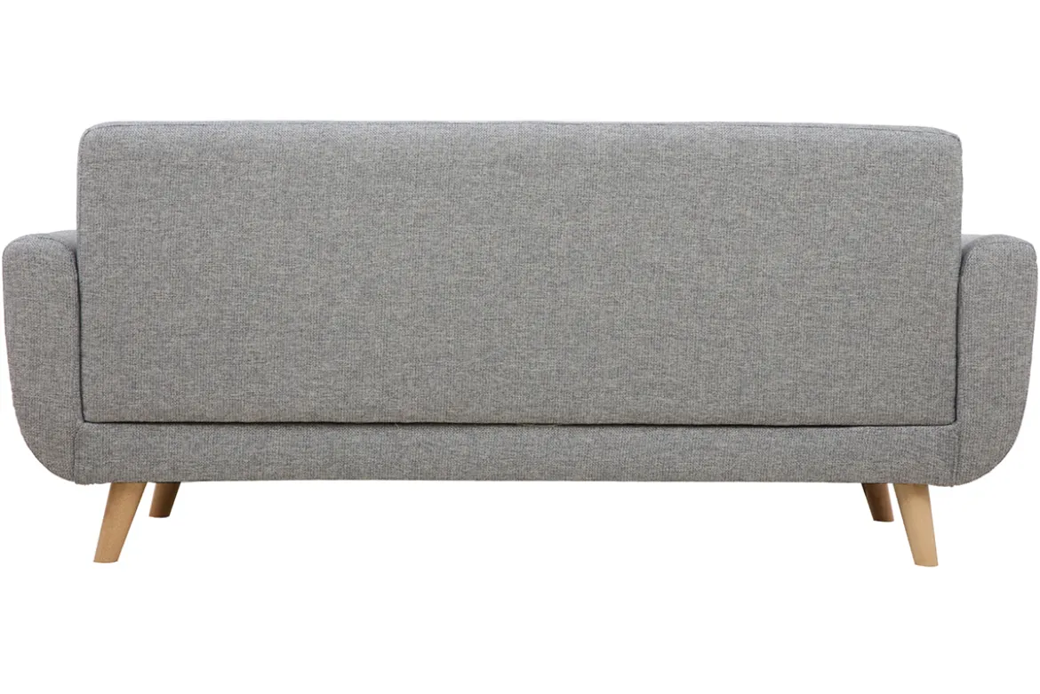 Canapé scandinave 3 places en tissu gris clair et bois clair PURE