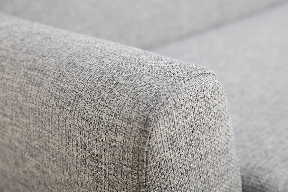 Canapé scandinave 3 places en tissu gris clair et bois clair PURE