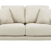 Canapé scandinave 2 places en tissu beige naturel et bois clair VOGUE