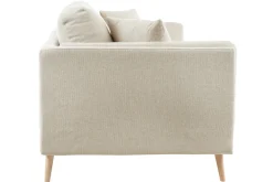 Canapé scandinave 2 places en tissu beige naturel et bois clair VOGUE