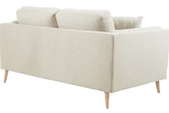 Canapé scandinave 2 places en tissu beige naturel et bois clair VOGUE