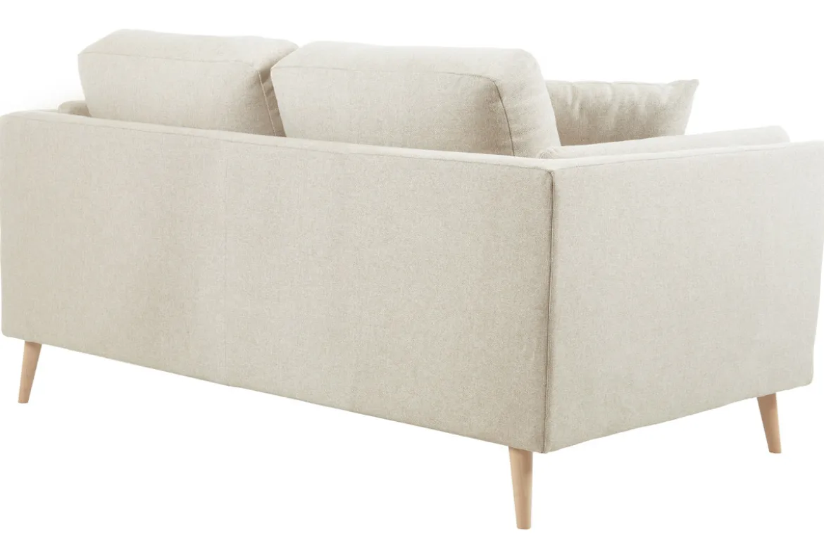 Canapé scandinave 2 places en tissu beige naturel et bois clair VOGUE