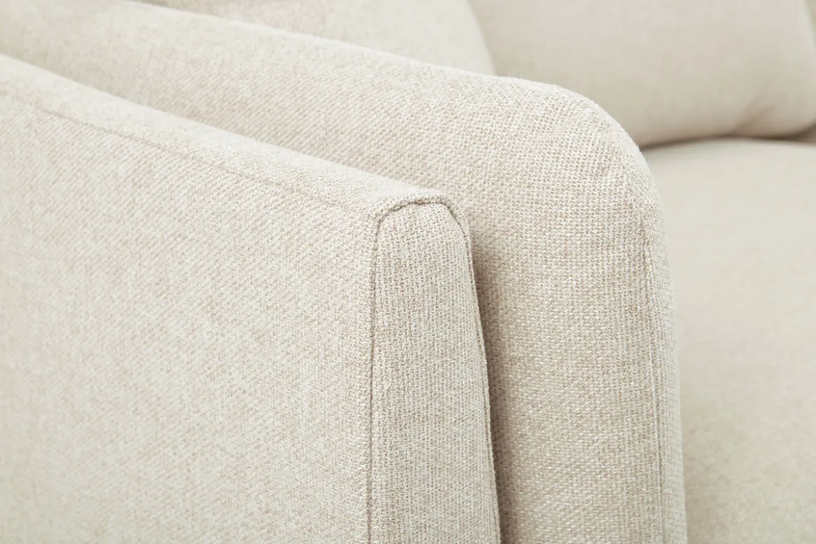 Canapé scandinave 2 places en tissu beige naturel et bois clair VOGUE