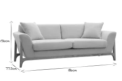 Canapé scandinave 3 places en tissu effet velours texturé beige et bois clair ASAKO