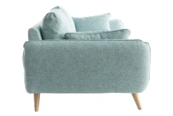 Canapé scandinave 3 places en tissu bleu glacier et bois clair CREEP