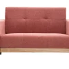 Canapé scandinave 2 places en tissu terracotta et bois clair FJORD