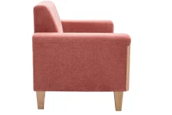 Canapé scandinave 2 places en tissu terracotta et bois clair FJORD
