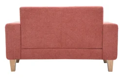 Canapé scandinave 2 places en tissu terracotta et bois clair FJORD
