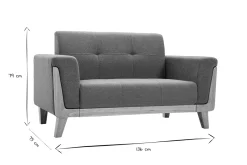 Canapé scandinave 2 places en tissu terracotta et bois clair FJORD