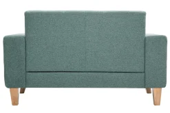 Canapé scandinave 2 places en tissu vert de gris et bois clair FJORD