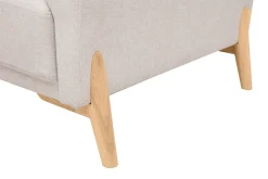 Canapé scandinave 4 places en tissu effet velours texturé beige et bois clair SINDRO