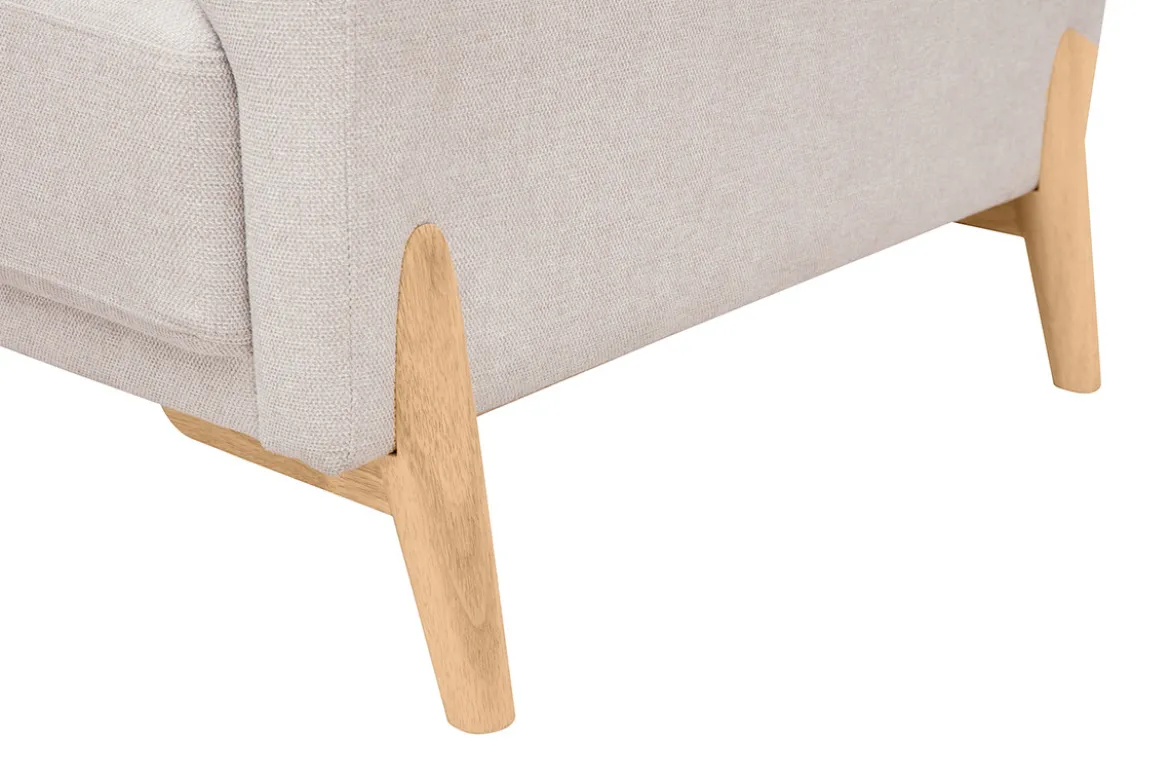 Canapé scandinave 4 places en tissu effet velours texturé beige et bois clair SINDRO