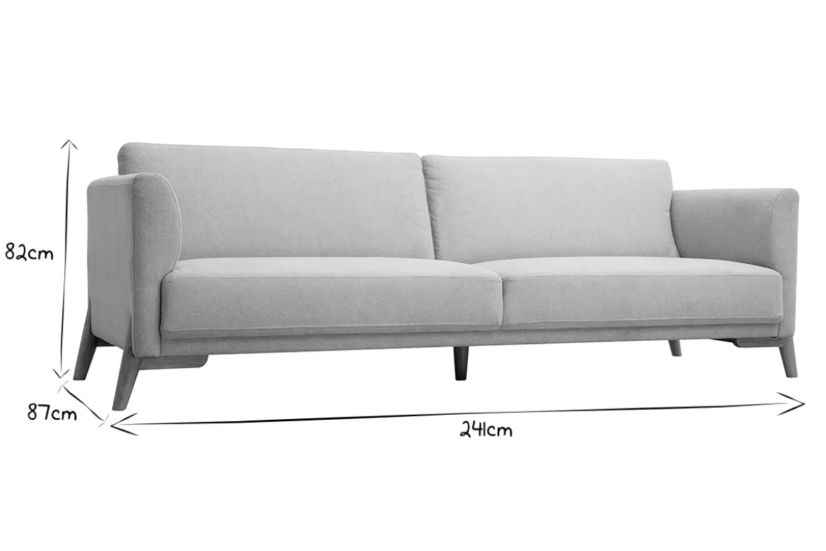 Canapé scandinave 4 places en tissu effet velours texturé beige et bois clair SINDRO