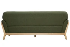 Canapé scandinave 3 places en tissu vert kaki et bois clair YOKO