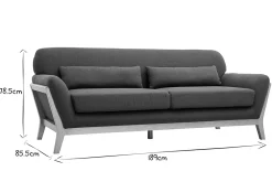 Canapé scandinave 3 places en tissu vert kaki et bois clair YOKO
