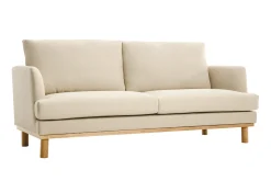 Canapé scandinave 3 places en tissu beige et bois clair HOBART