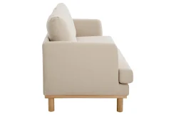 Canapé scandinave 3 places en tissu beige et bois clair HOBART