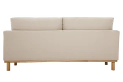 Canapé scandinave 3 places en tissu beige et bois clair HOBART