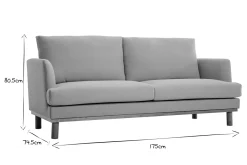 Canapé scandinave 3 places en tissu beige et bois clair HOBART