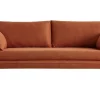 Canapé scandinave 3 places en tissu brique et bois clair CREEP
