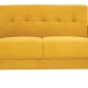 Canapé scandinave 2 places en tissu effet velours jaune moutarde et bois clair MOON