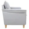 Canapé scandinave 2 places en tissu gris clair et bois clair CLIFF