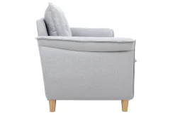 Canapé scandinave 2 places en tissu gris clair et bois clair CLIFF