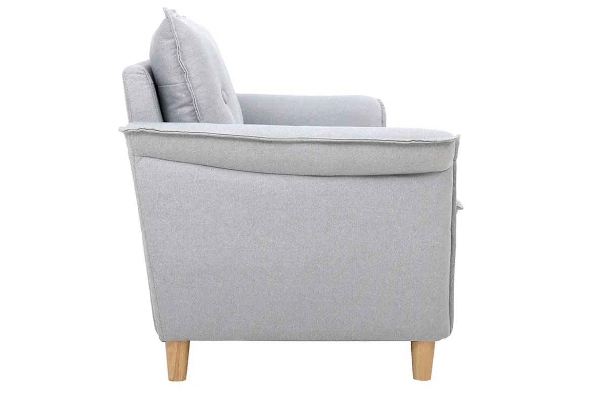 Canapé scandinave 2 places en tissu gris clair et bois clair CLIFF