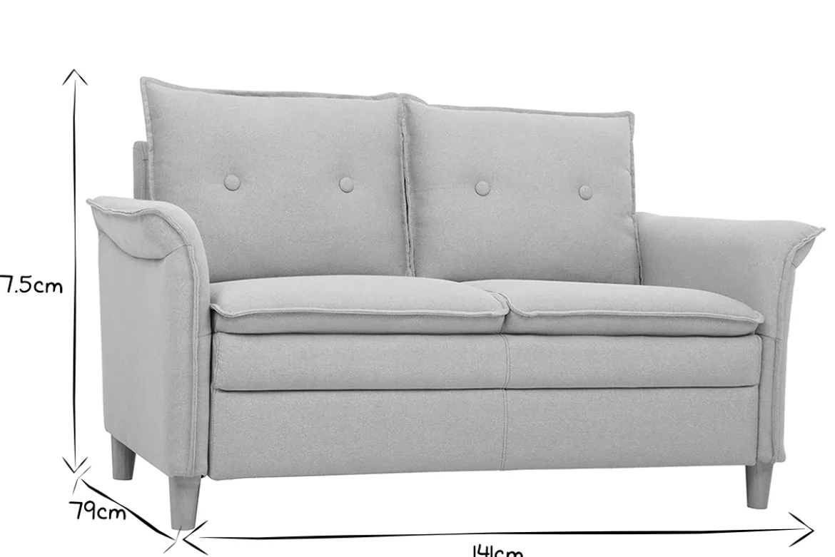 Canapé scandinave 2 places en tissu gris clair et bois clair CLIFF