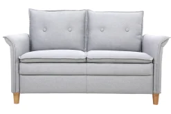 Canapé scandinave 2 places en tissu gris clair et bois clair CLIFF