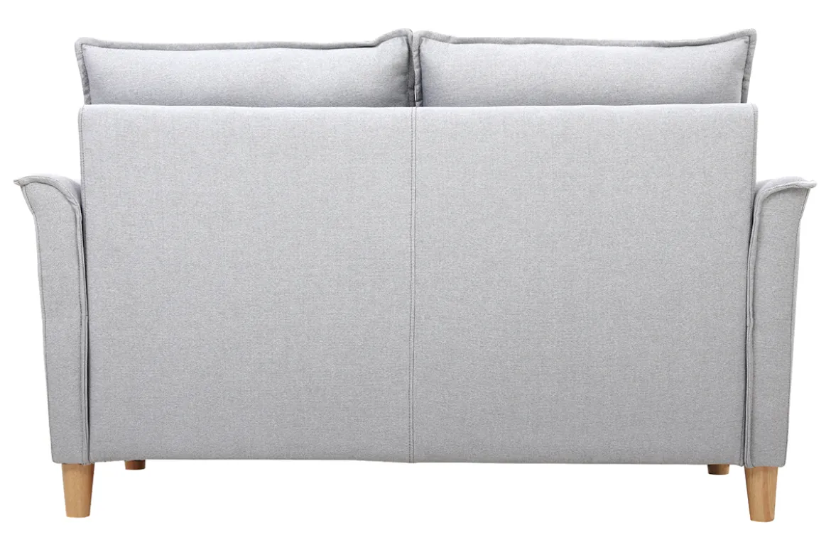 Canapé scandinave 2 places en tissu gris clair et bois clair CLIFF
