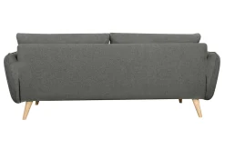 Canapé scandinave 3 places en tissu gris anthracite et bois clair CREEP
