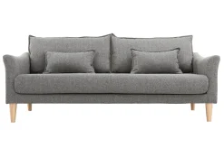 Canapé scandinave 3 places en tissu gris et bois clair KATE