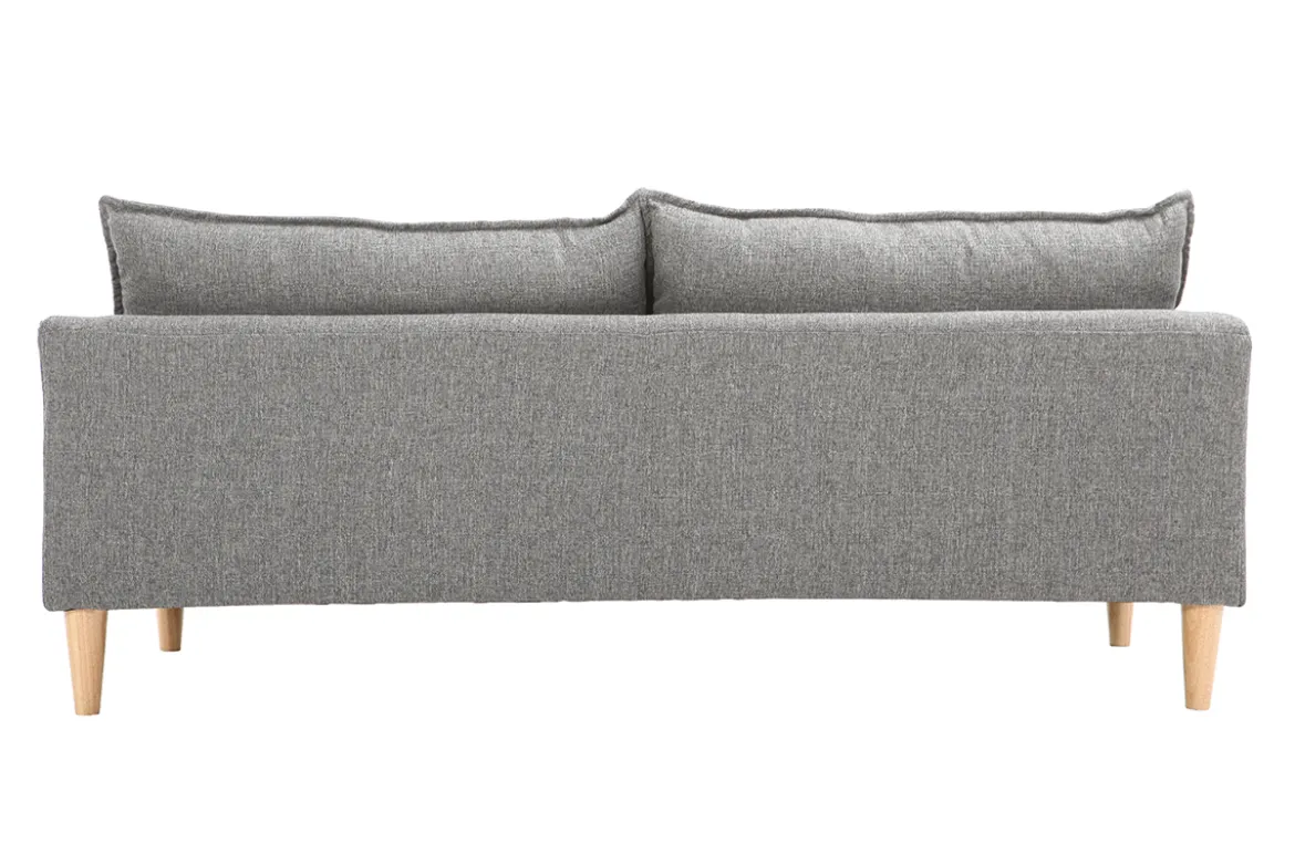 Canapé scandinave 3 places en tissu gris et bois clair KATE