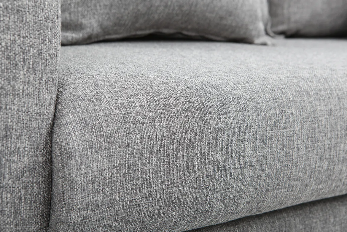 Canapé scandinave 3 places en tissu gris et bois clair KATE