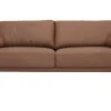 Canapé vintage 3 places cuir marron et bois foncé DAVEN