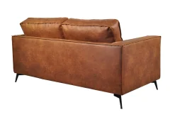 Canapé vintage 2-3 places cuir marron cognac aspect vieilli et métal noir SONNY