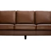 Canapé vintage 3 places cuir marron et bois noir OXMO