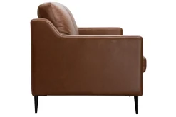 Canapé vintage 3 places cuir marron et bois noir OXMO