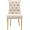Chaise classique en tissu lin naturel et bois clair massif VOLTAIRE