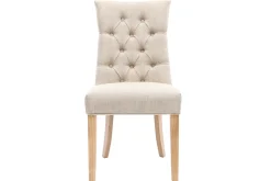 Chaise classique en tissu lin naturel et bois clair massif VOLTAIRE