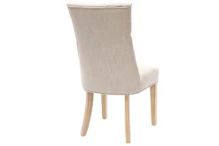 Chaise classique en tissu lin naturel et bois clair massif VOLTAIRE