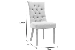 Chaise classique en tissu lin naturel et bois clair massif VOLTAIRE