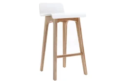 Chaise de bar scandinave bois et blanc H65 cm BALTIK