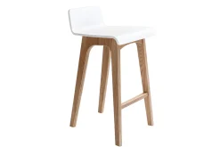 Chaise de bar scandinave bois et blanc H65 cm BALTIK