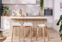 Chaise de bar scandinave bois et blanc H65 cm BALTIK