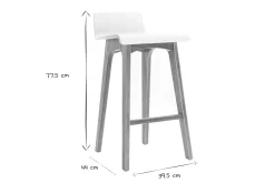 Chaise de bar scandinave bois et blanc H65 cm BALTIK