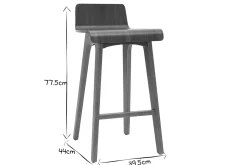 Chaise de bar scandinave bois foncé H65 cm BALTIK