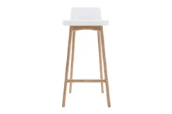 Chaise de bar scandinave 75 cm bois et blanc BALTIK