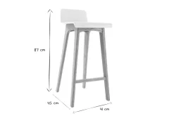 Chaise de bar scandinave 75 cm bois et blanc BALTIK